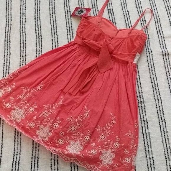 Coral Embroidered Baby Doll Summer Dress - Picture 3 of 8